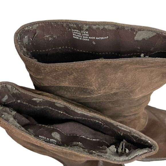 Markon Danielle Riding Boots Brown Leather Ruched Heel Pull On Women Size 8 M - Picture 7 of 8